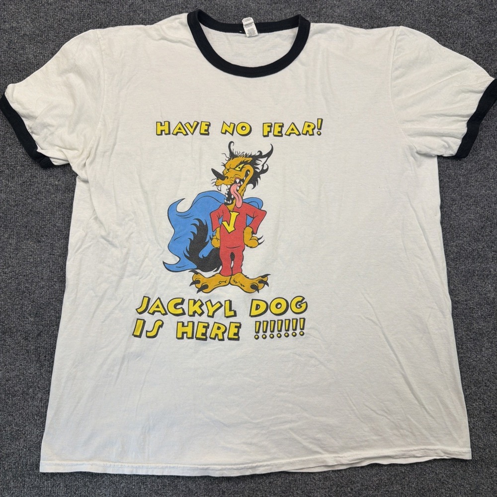 Vintage Jackyl Dog Ringer T Shirt Mens‎ XL White Graphic Band Tee Y2K